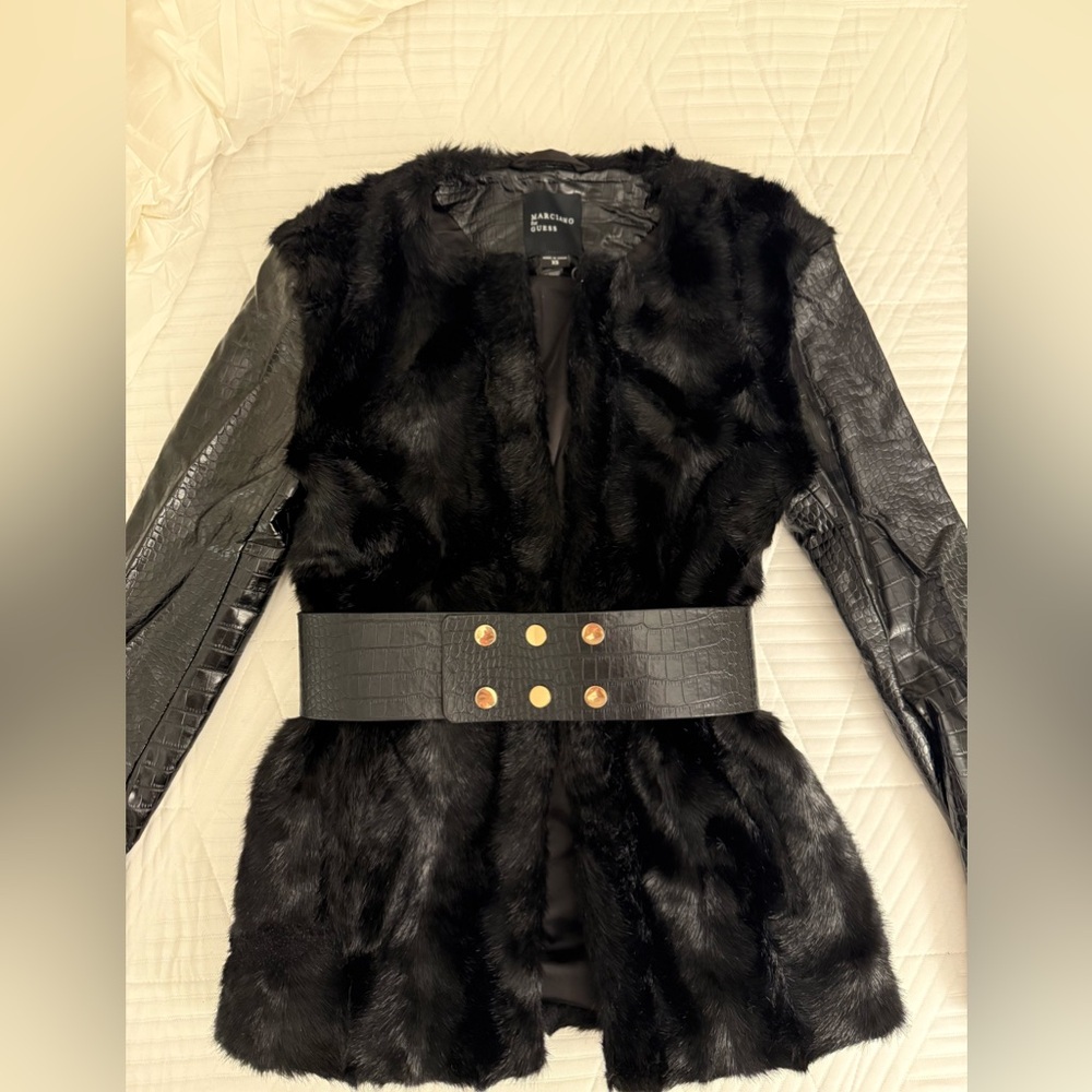 Marciano for Guess black fur jacket size XS